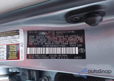 2011 Toyota Avalon Limited from USA, damaged, VIN 4T1BK3DB9BU414966